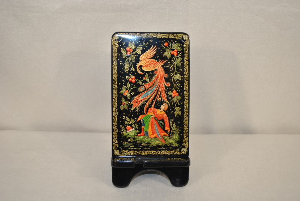 Сувенирная подставка для телефона с росписью Палех "Иван-царевич и жар-птица"