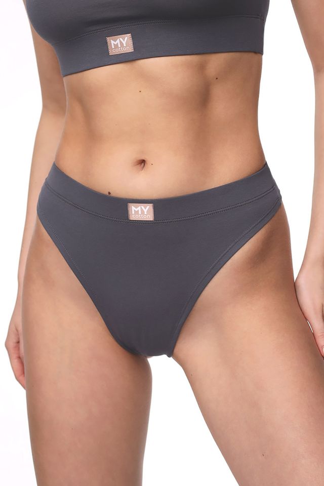 Трусы-бразилиано с классической посадкой пепельного цвета