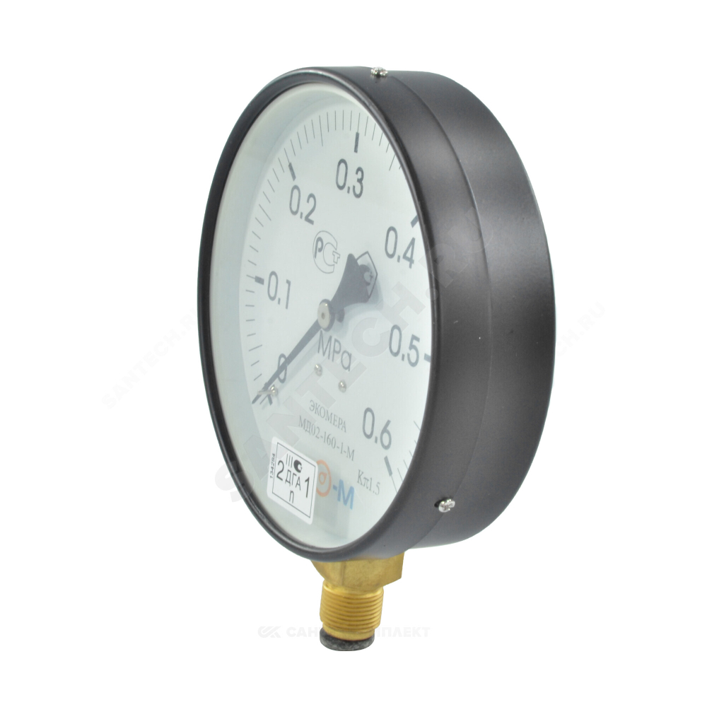 Манометр МД02 радиальный Дк160мм 0-0,6 МПа кл.1,5 G1/2" ЭКОМЕРА МД02-160-G-0,6МПа