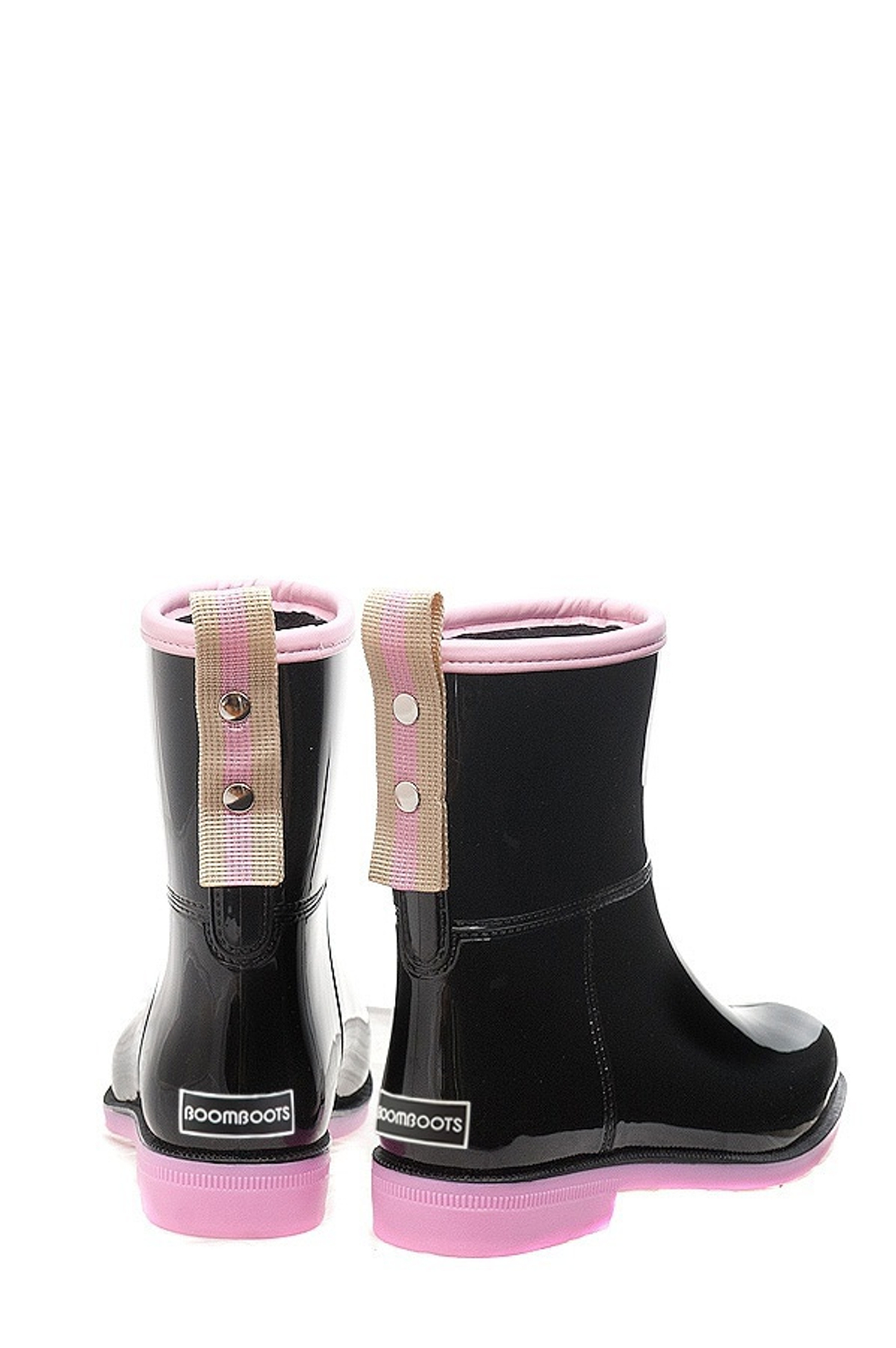 Сапоги BoomBoots Black&Pink Flat (с утеплителем)