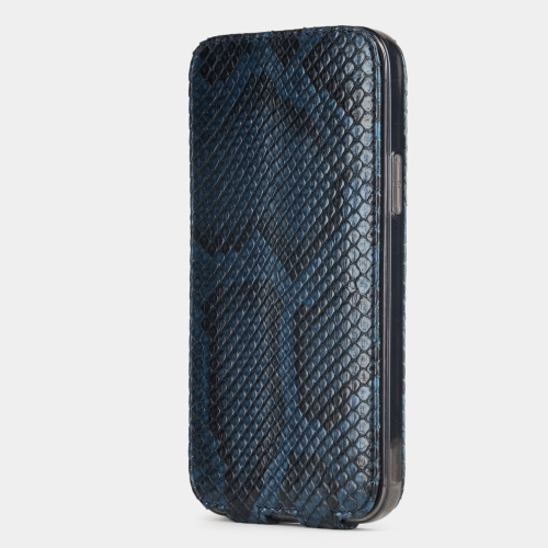 Чехол для iPhone 12 Pro Max из натуральной кожи питона, синего цвета