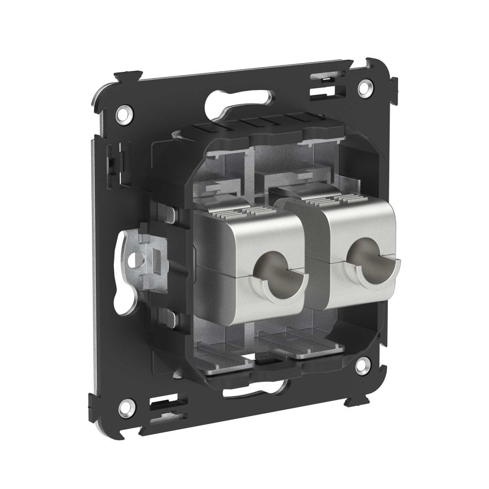 Компьютерная розетка RJ-45 без шторки в стену, кат.5e двойная экранированная, "Avanti", "Закаленная сталь"