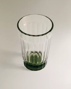 ZARA HOME СТАКАН ИЗ СТЕКЛА С РЕЛЬЕФНЫМ УЗОРОМ, ЗЕЛЕНЫЙ