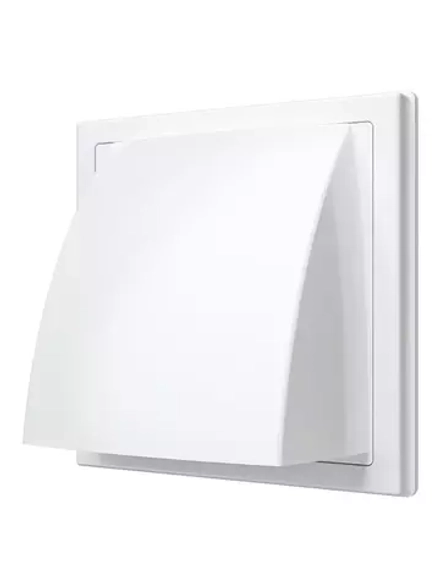 Стенной выход вытяжной с обратным клапаном 150*150 с фланцем D100 1515К10ФВ белый ERA title=