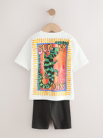 Футболка и велосипедки в комплекте для мальчика Next AG8-735, Черный, Белый