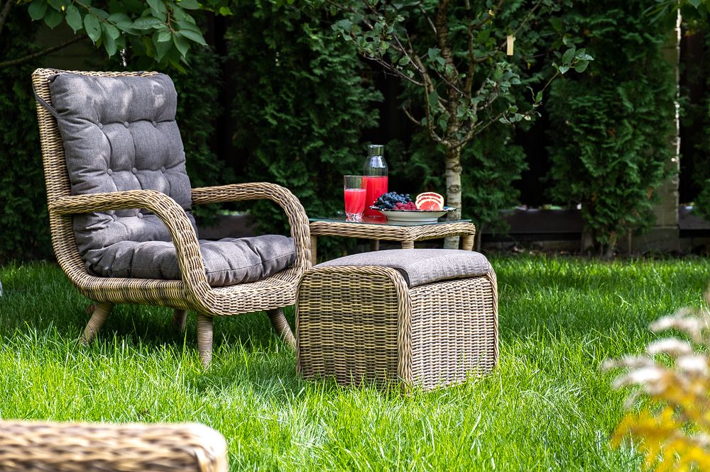 "Толедо" кресло плетеное с подушками, цвет соломенный