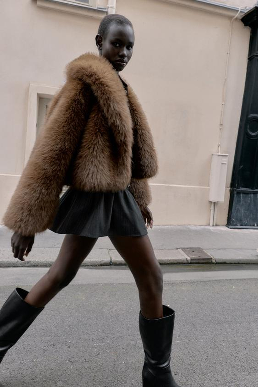 ZARA ЮБКА-ШОРТЫ С ПУГОВИЦАМИ, ЧЕРНЫЙ