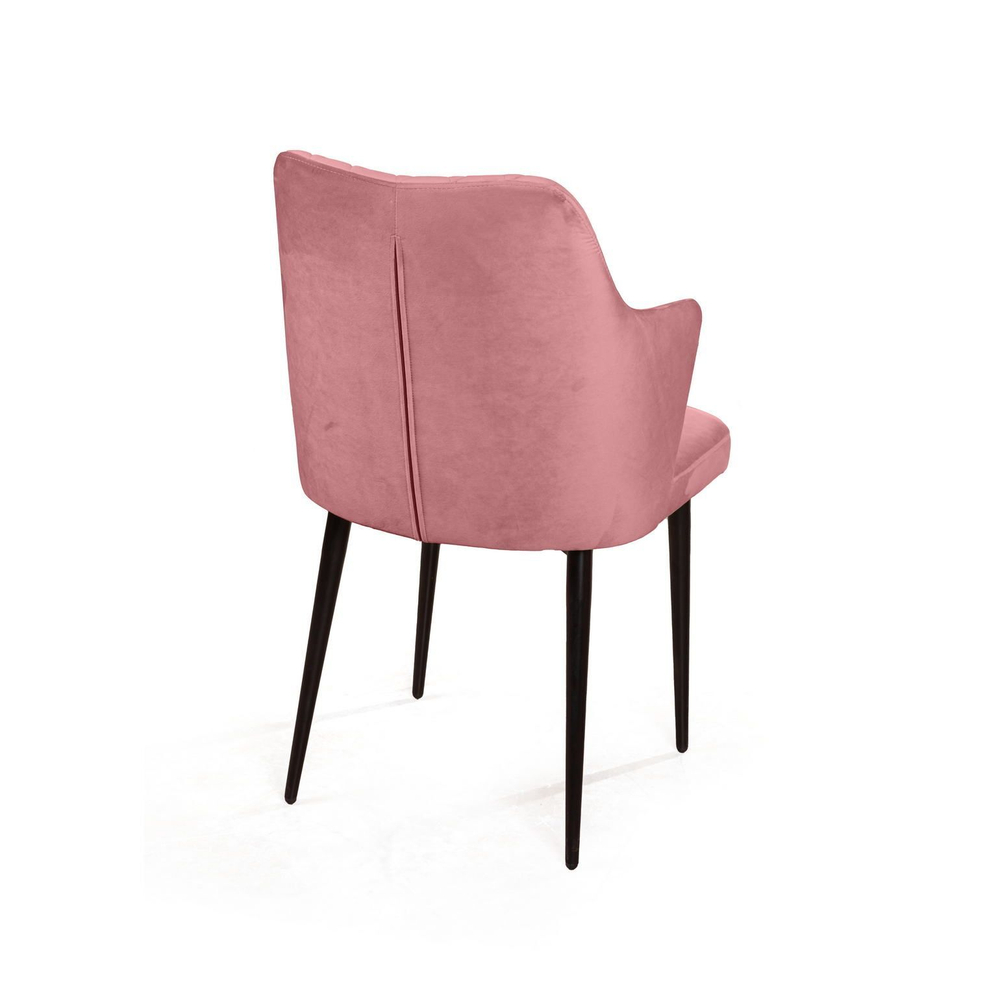 Стул с подлокотниками Hunt ромб, бархат пудровый 15 / чёрный конус