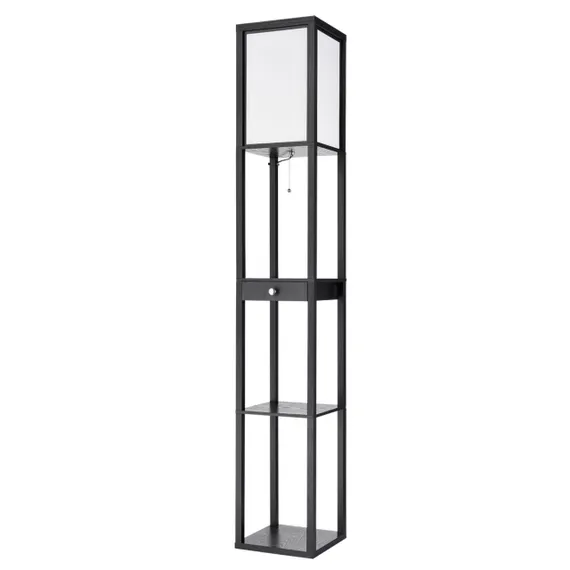 8092/1F COMFI LN25 361 черный/белый, дерево/текстиль Торшер Е27 1*60W 220V PRACTIC