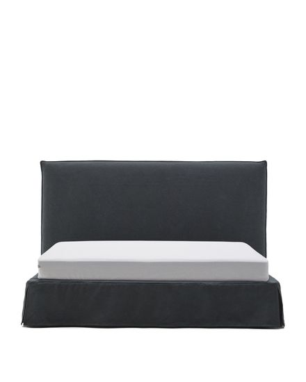 Кровать Jaira антрацитово-серого цвета со съемным чехлом для матраса 180 x 200
