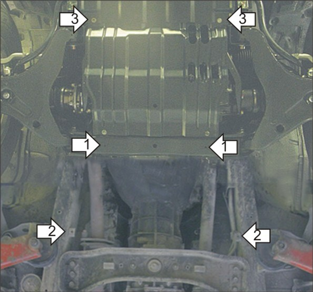 Защита картера Двигателя, КПП. 3 мм, Сталь. для Mitsubishi Pajero Sport II 2008-2011 MOTODOR.11318