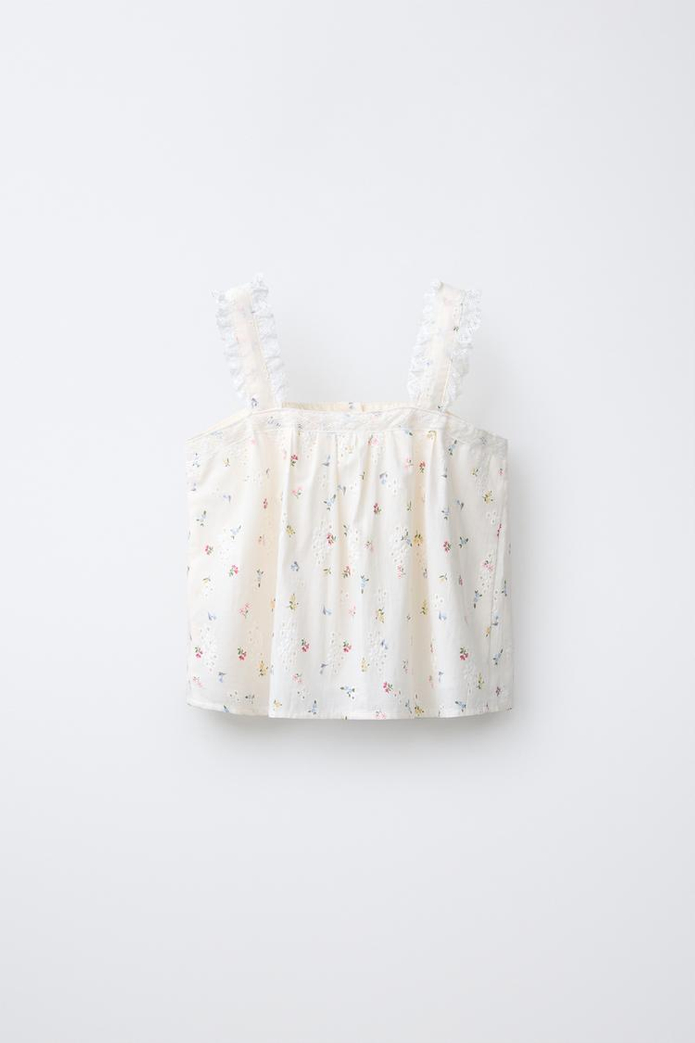 ZARA ТОП SCHIFFLY С КРУЖЕВОМ, ЭКРЮ