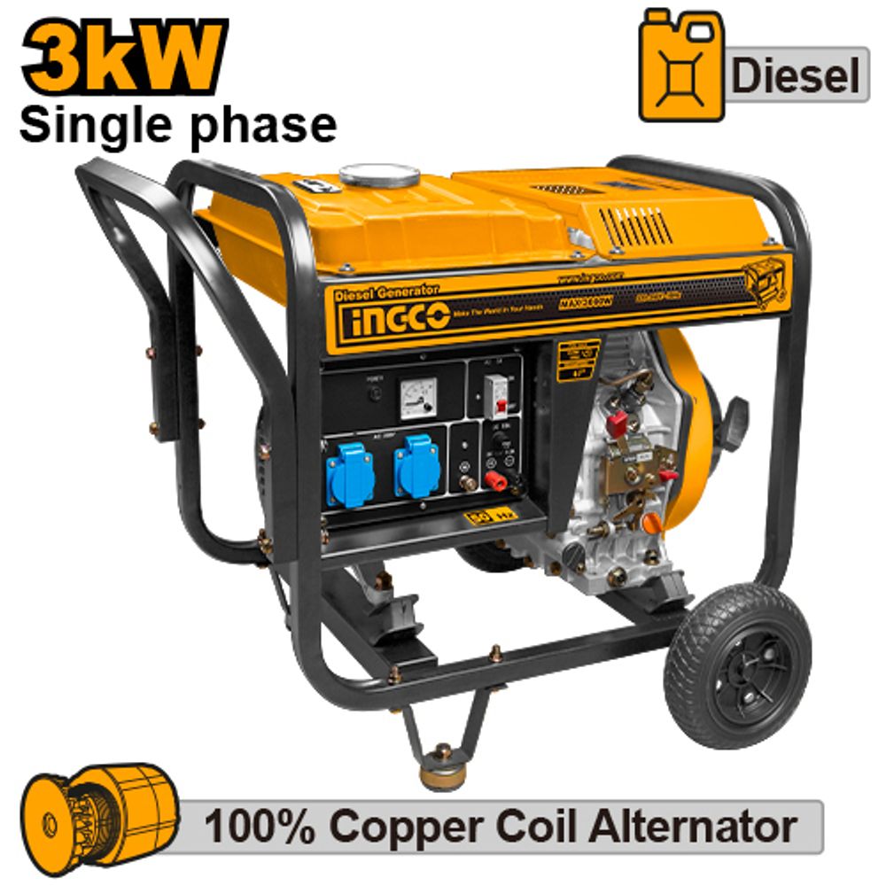 Дизельный генератор 220В 3,0 кВт INGCO GDE30001 INDUSTRIAL