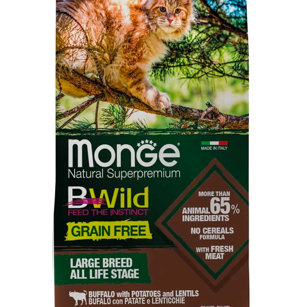 Monge Bwild корм для крупных кошек с буйволом (беззерновой) (Adult)