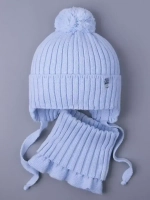 Шапка осенняя для мальчика на завязках и снуд