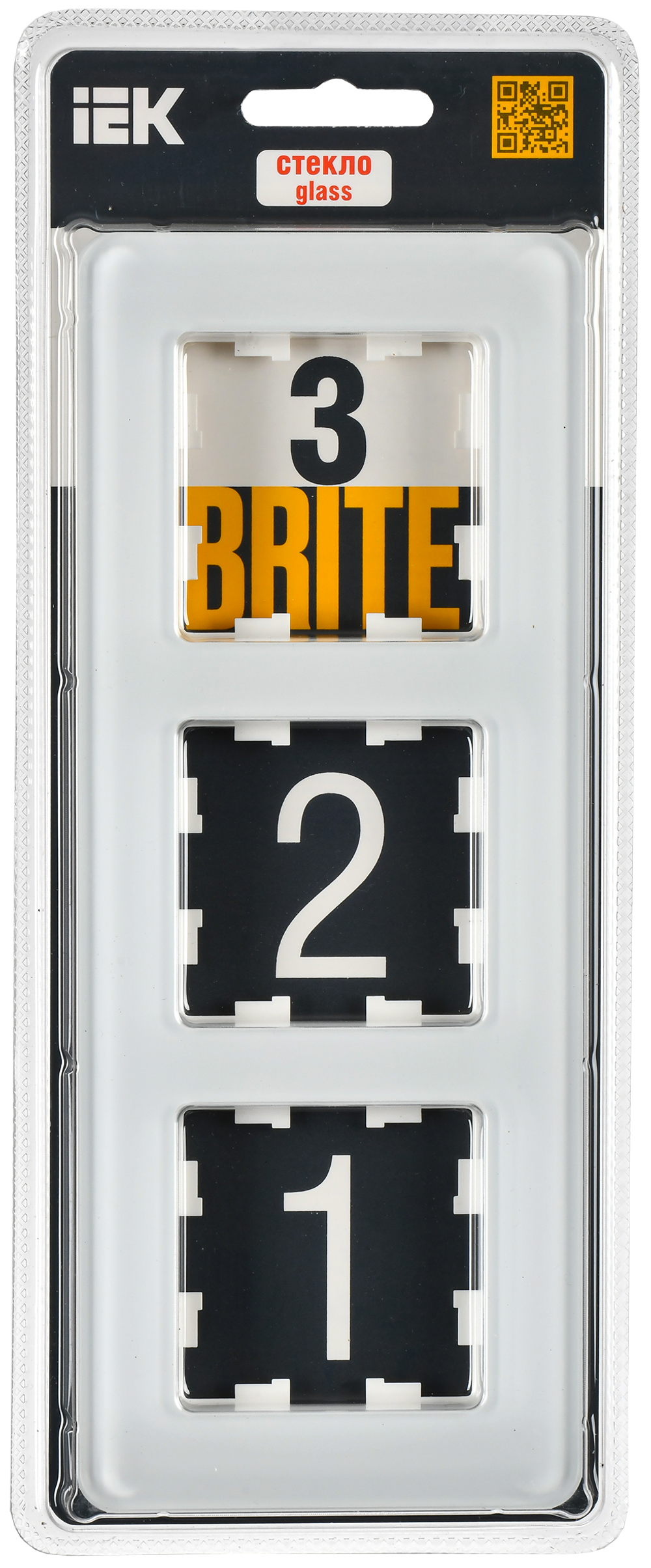BRITE Рамка 3-местная РУ-3-2-Бр стекло белый RE IEK