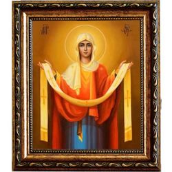 Покров Богородицы. Икона на холсте.