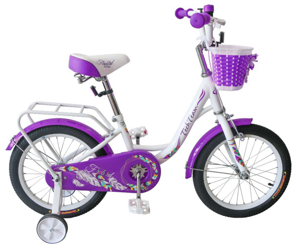 Детский велосипед Tech Team Firebird 18" бело-фиолетовый