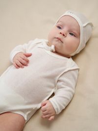 Боди с длинным рукавом "Молоко" из ажурного хлопка 0+