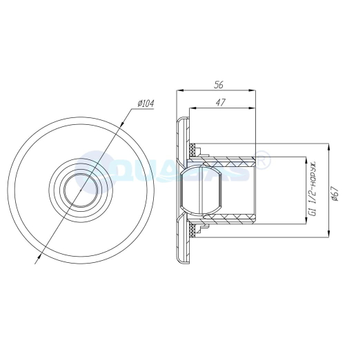 ФП.100.2/1 Форсунка для композитного бассейна, 1,5" НР, AISI-316