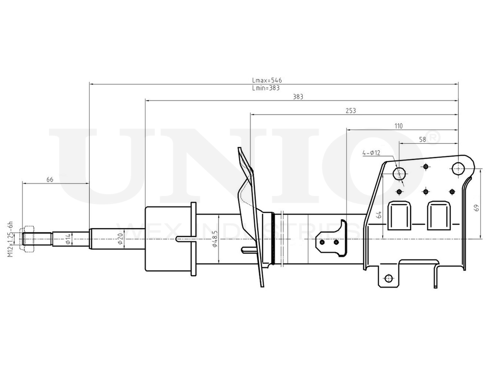 Амортизатор газовый передней подвески UNIO SAB-10636