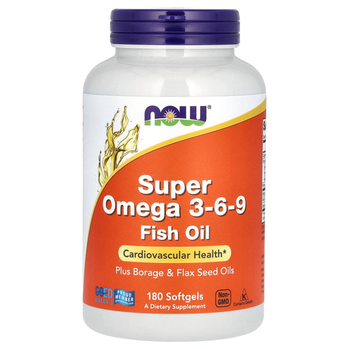 NOW Foods, Super Omega 3-6-9, добавка с омега-3-6-9, 180 капсул