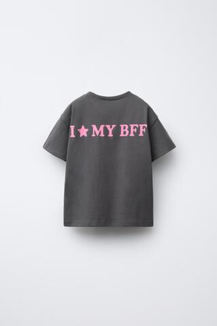 ZARA ФУТБОЛКА С ВЫШИВКОЙ, УГОЛЬНЫЙ