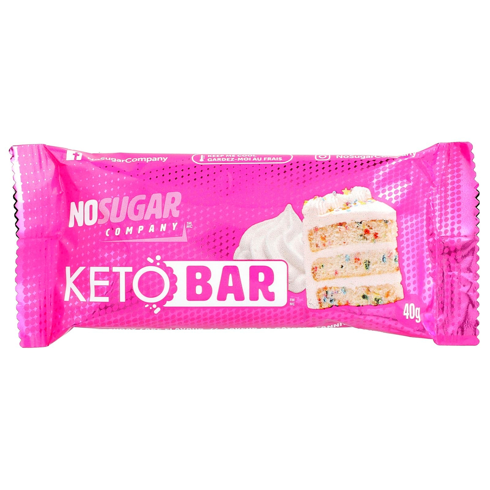 No Sugar Company, Keto Bar ™, праздничный торт, 12 батончиков, по 40 г