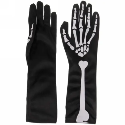 Перчатки карнавальные «Скелет» удлиненные, черный