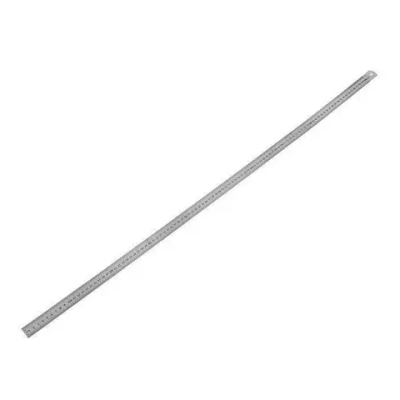 Линейка металлическая нерж. сталь, 2 метрич. шкалы в см (сверху и снизу), отверстие , 1000мм