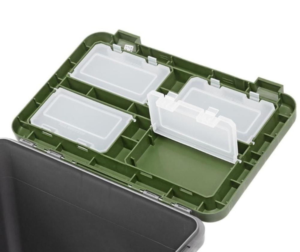 Ящик рыболовный зимний для хранения снастей серый/хаки