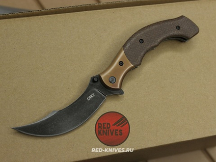 Нож CRKT RITUAL мини, компакт - темная микарта, клинок блэквош CR7465