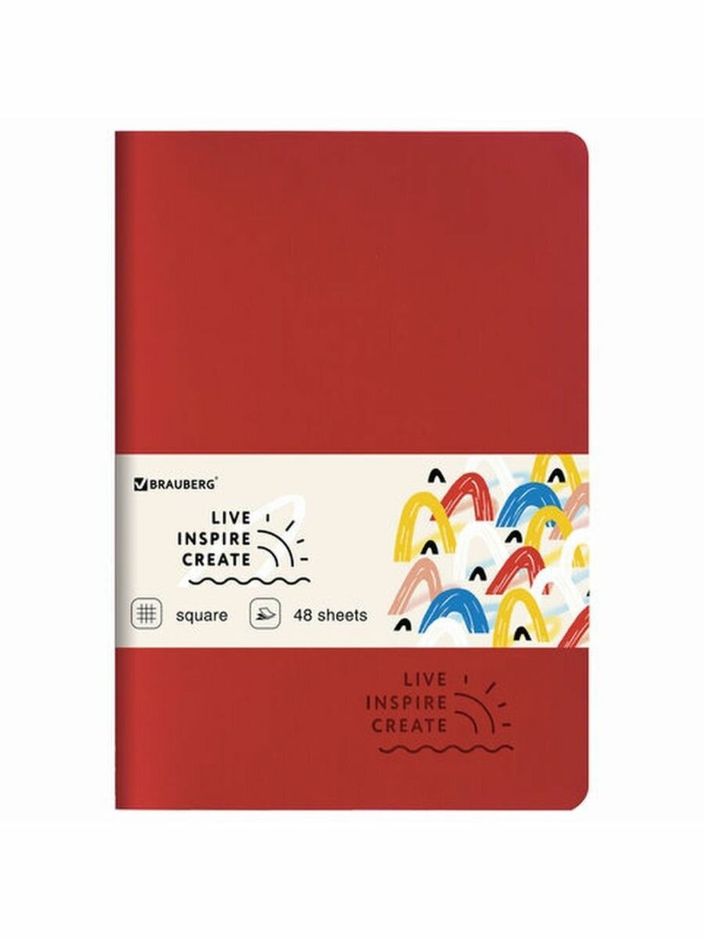 Тетрадь 48 л. в клетку обложка кожзам SoftTouch, сшивка, A5 (147х210мм), КРАСНЫЙ, BRAUBERG RAINBOW, 403877
