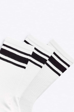 ZARA НАБОР ИЗ 3 ПАР НОСКОВ В ПОЛОСКУ, БЕЛЫЙ