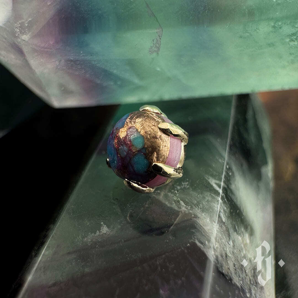 Накрутка "Pink Dahlia Turquoise" - Желтое золото