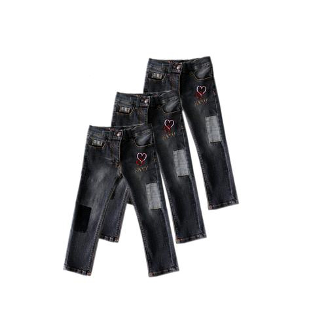 Джинсы для девочек ОР671Б 98р. с карманами и вышивкой