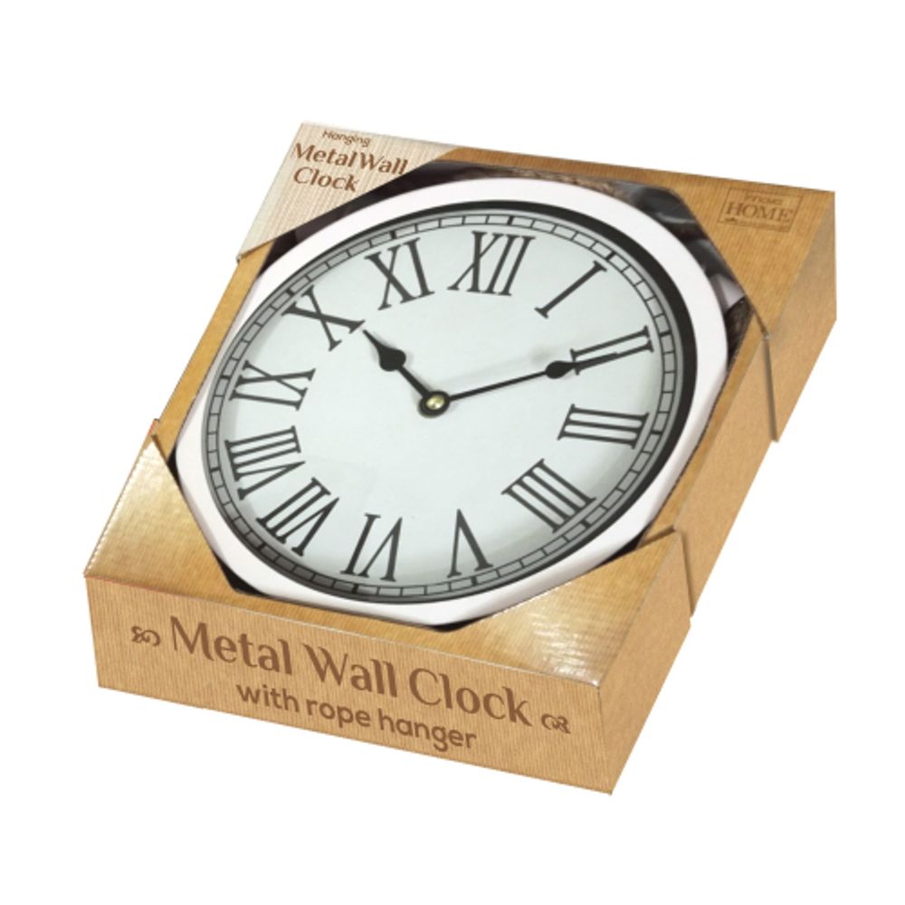 Innova Часы W08311, материал металл + крафт веревка, диаметр 22 см, цвет белый | Innova