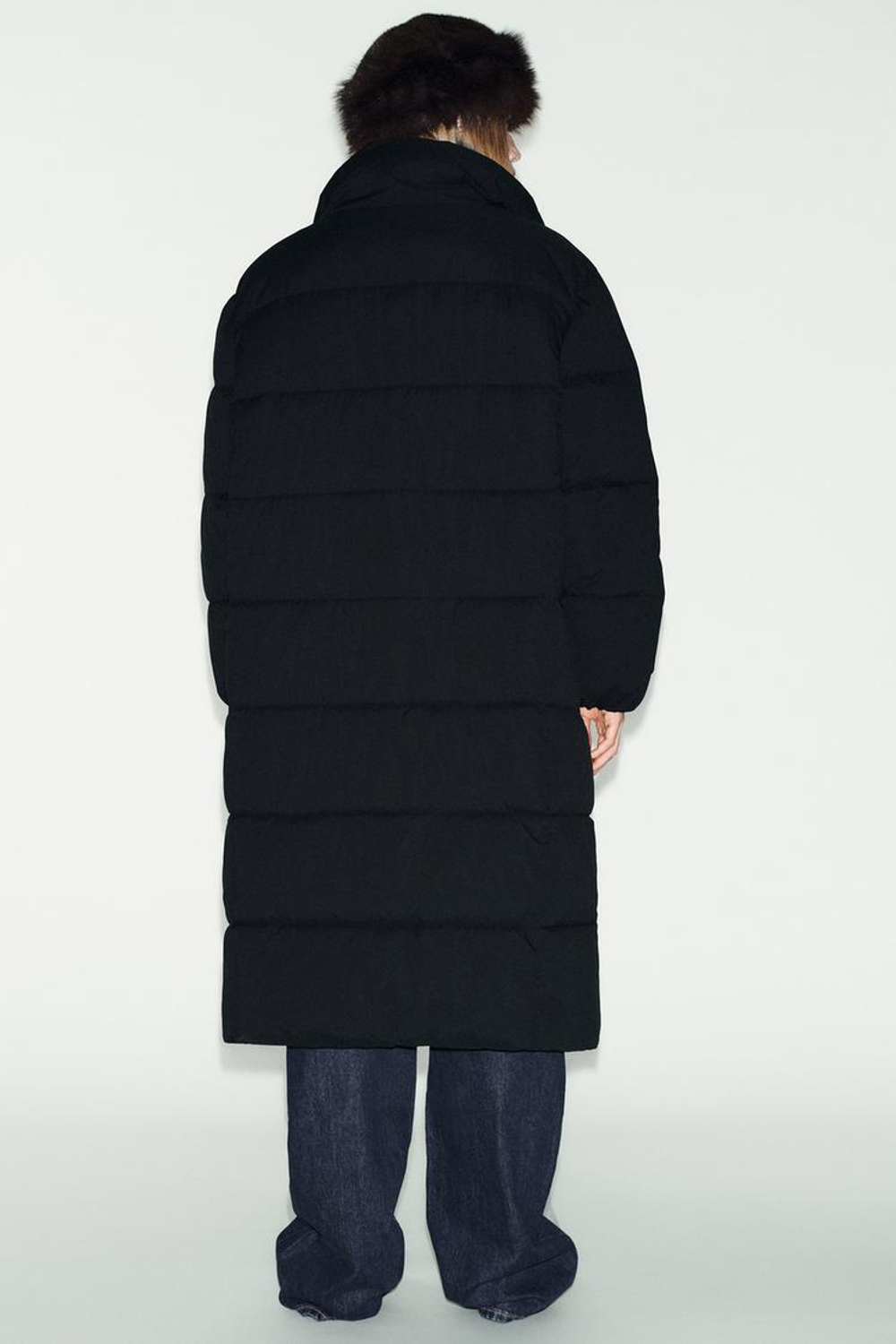 ZARA ДЛИННЫЙ АНОРАК С ВЫСОКИМ ВОРОТНИКОМ WATER REPELLENT WINDPROOF, ЧЕРНЫЙ