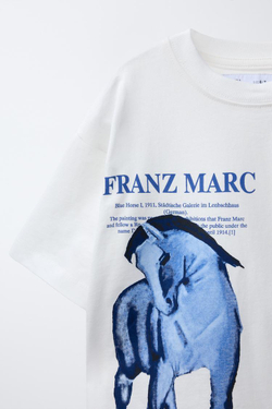 ZARA ФУТБОЛКА С ПРИНТОМ, БЕЛЫЙ