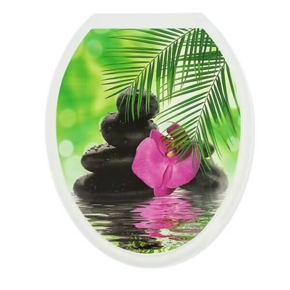 Крышка унитаза "ДЕКОР" фото принт "Орхидея", белый, РП-813О
