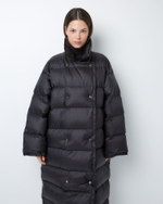 Пуховик двубортный из итальянского нейлона черный