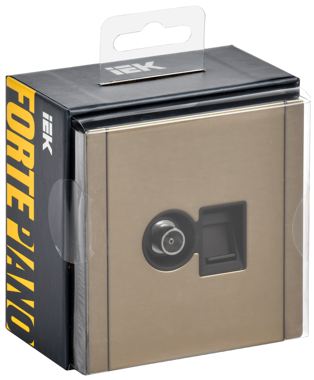 FORTE&PIANO Розетка двойная TV+RJ45 кат.6 FP637M металл шампань IEK