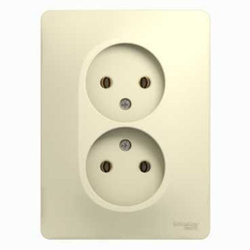 Розетка двойная без заземления без шторок, с/у, в сборе GLOSSA бежевый Schneider Electric
