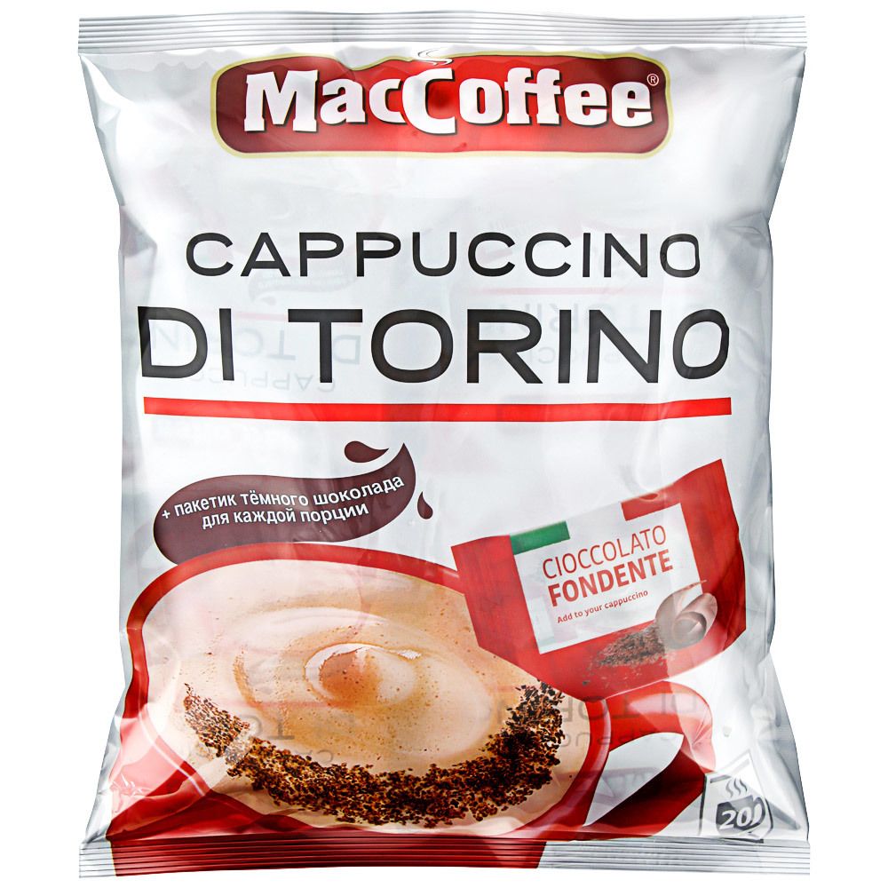 Растворимый кофе MacCoffee Cappuccino di Torino с шоколадом, в пакетиках 20 штук