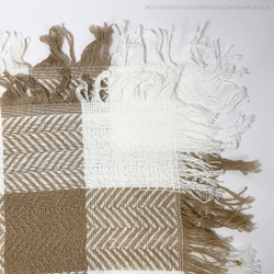 Плед шерстяной 200х220, Елочка, Бежевый/Белый