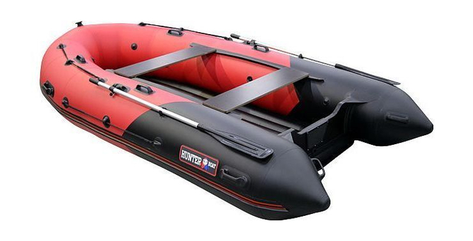 Надувная лодка ПВХ, Хантер 380 Про НДНД, красный/черный