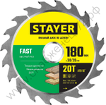 STAYER FAST 180 x 30/20мм 20Т, диск пильный по дереву, быстрый рез