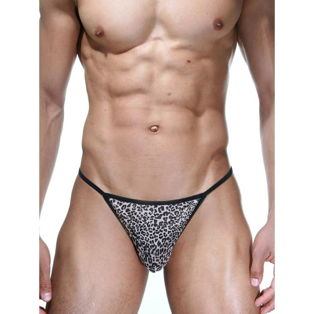 Мужские трусы бежевые тонги с леопардовым принтом LaBlinque LB15246