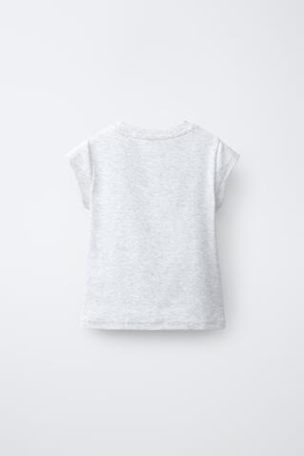 ZARA ФУТБОЛКА С АНИМАЛИСТИЧЕСКИМ ПРИНТОМ, СЕРЫЙ МЕЛАНЖ