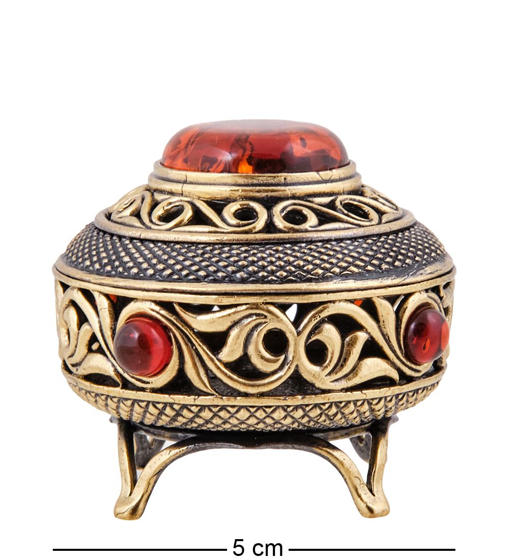 Народные промыслы AM-3787 Шкатулка «Царская» (латунь, янтарь)